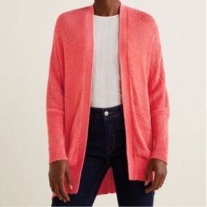 Mango Basics Estoril Draped Knit Cardigan, Batwing Sleeves, Relaxed Chic, Sz S/M